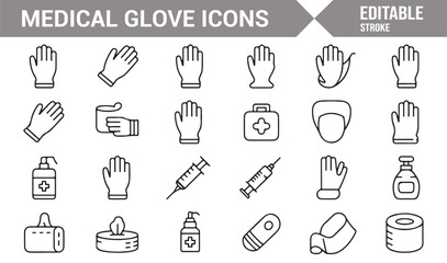 Naklejka premium Disposable medical glove icon collection in minimal style
