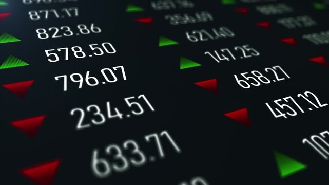 Price moving plus and minus financial stock economy market screen display investment volatility and global economic real time.