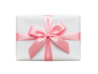 Elegant gift box with pink bow isolated on transparent background isolated on transparent background
