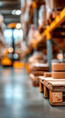 Pallet is on the floor in a warehouse