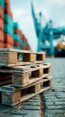 Stack of pallets is on the ground