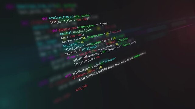 Typing code software development digital background representing high tech innovation computer script.
