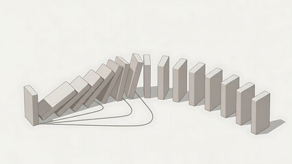 Domino Effect Chain Reaction with Standing Blocks in Arc
