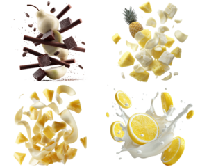 Pear chocolate pineapple lemon fruit splash food set