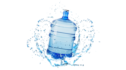 3D Blue Water Gallon Jug with Fresh Dynamic Water Splash