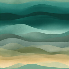 Seamless Nature-Inspired Ombre Pattern, Forest Green to Ocean Teal Gradient, Sage, Misty Blue, Sand Tones, Subtle Paper Texture, Minimalist Abstract