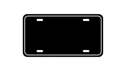 Black license plate silhouette on white background