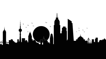 Silhouette of a Modern City Skyline © Abu