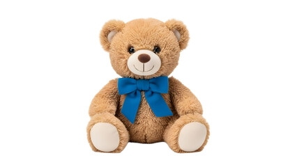 Fototapeta premium A cute teddy bear with a blue bow on transparent background