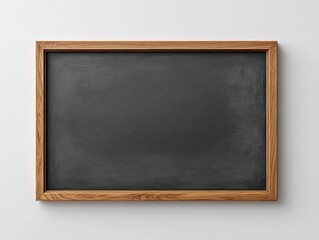 Rectangular blackboard with wooden frame on a white surface