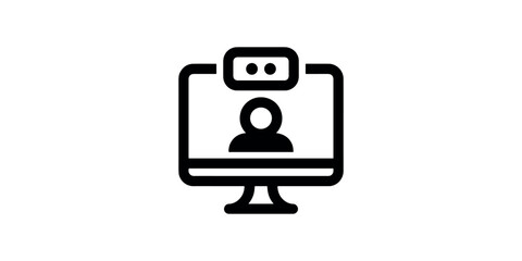 Naklejka premium Video call icon, simple vector line style, black outline sign on white background