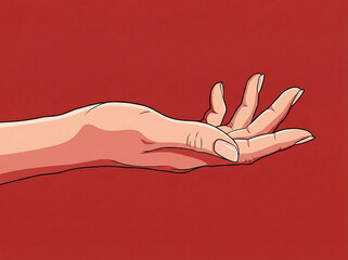 Open palm reaching out in pop art style. Great for charity posters, giving, or receiving concepts.