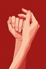 Modern flat design poster art featuring intertwined arms and hands. Stylish conceptual illustration for contemporary wall decor and social media.