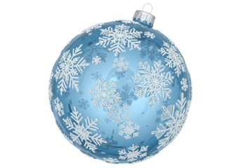 Gleaming Blue Snowflake Christmas Ornament on White Background