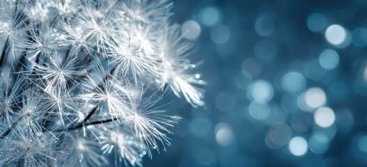 Close up of fluffy dandelion seed head with bokeh background