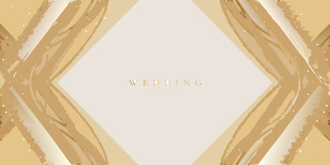 Elegant gold and white abstract background with wedding text overlay