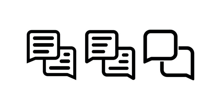 Speech bubbles icon set displaying various styles of conversation and dialogue symbols