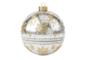Elegant Silver Christmas Ornament with Gold Snowflake Detailing
