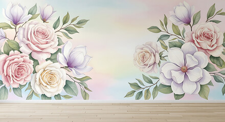 bouquet of roses on wooden background