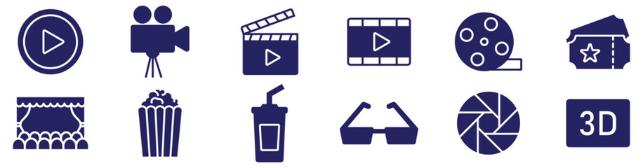 Cinema Vector Icons Collection &ndash; Movie, Film, Video