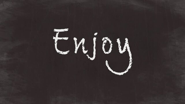 Chalk Text Animation on Chalkboard - Enjoy
