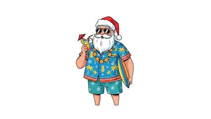 Santa claus in summer outfit isolated on white background