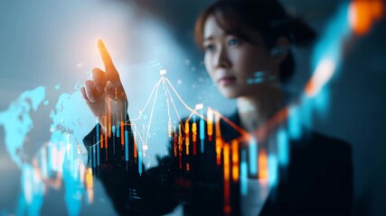 未来の金融に触れる女性、テクノロジー投資の表現 - Powered by Adobe