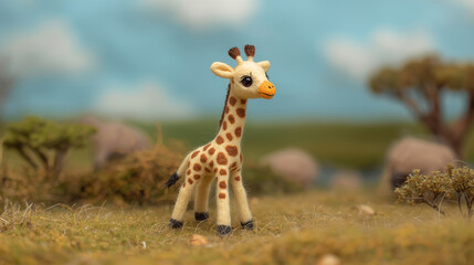 Tiny cute African baby giraffe, needle felted wool style