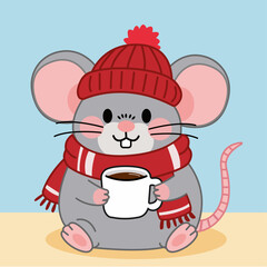 Fototapeta premium a mouse with a cup of coffee