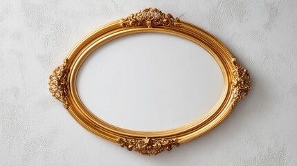 The oval frame stands out with ornate designs, ready to hold a picture or artwork. It is valuable for enhancing decor in homes or galleries