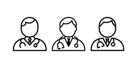 Fototapeta premium Medical doctor avatar icon set with stethoscope and necktie for professional health care