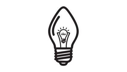 Simple black line drawing of a light bulb on a white background