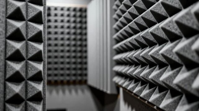 Medium shot capturing dense foam absorbers mounted on studio walls highlighting their capacity to absorb sound waves and minimize reverberation in recording spaces