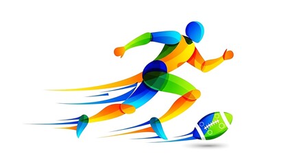 Obraz premium Abstract rugby player running with the ball vector