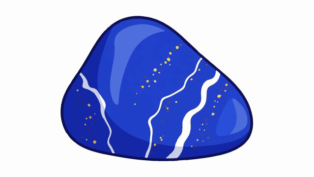 A polished lapis lazuli gemstone with golden flecks and white veins