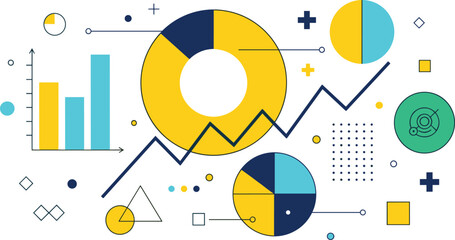 Obraz premium Business analytics and data visualization concept illustration, charts and graphs dashboard, financial growth analysis, modern flat vector design