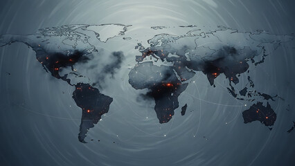Global Network Connectivity Map with Highlighted Regions