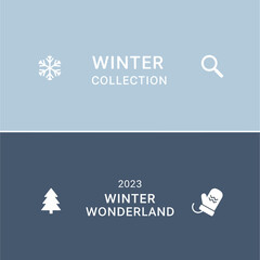 Winter Collection and Winter Wonderland 2023 with seasonal icons.