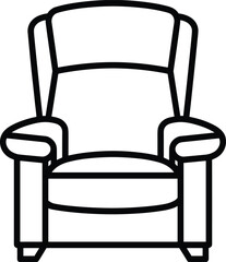 Fototapeta premium Front view armchair line art illustration minimalist upholstered chair furniture icon modern living room home interior vector