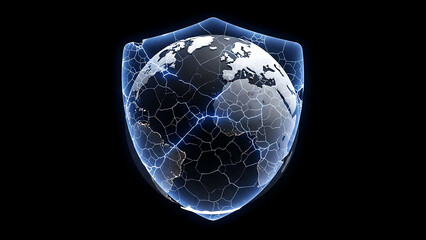 Globe Enclosed by Neon Shield