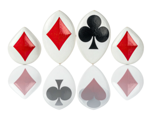Poker card suits displayed as symmetrical, mirrored, abstract shapes