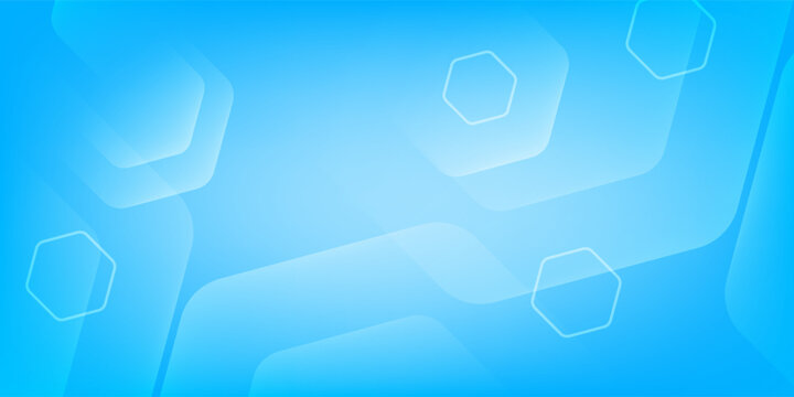 Modern abstract blue technology background featuring layered geometric shapes, soft gradients, and hexagon line patterns. Clean and futuristic design ideal for technology branding