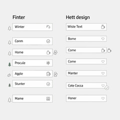 User Interface Elements with Text Fields and Icons for Data Input and Selection.