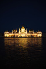 Hungarian Parliament Building night reflection