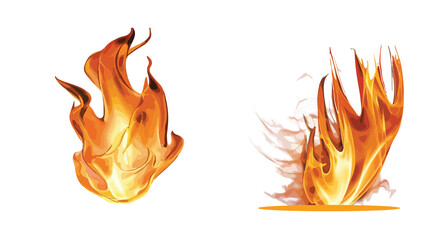 Realistic Fire Flame Heat Effect Isolated on Transparent Background ,fire on a white background ,background is ideal for heat effects, fire concepts, energy visuals, danger symbols, and creative digit