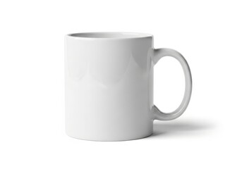 Fototapeta premium Plain white ceramic drinking vessel rests on a clean white surface casting a subtle shadow