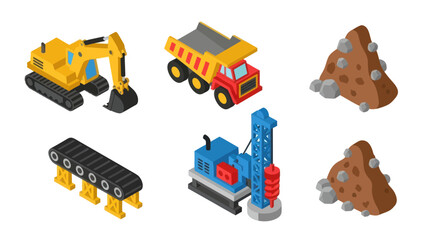 Toy Construction Vehicles and Rocks. © berkah nikah