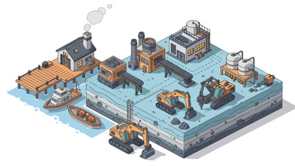 Industrial Factory with Machines and Equipment.