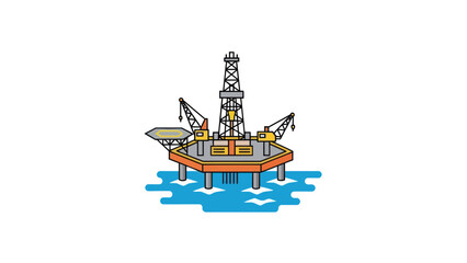 Offshore Oil Rig Platform in Ocean.