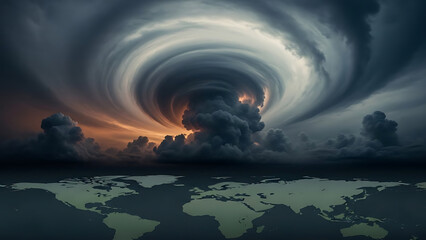 Majestic Swirling Storm Over Earth with Dramatic Clouds and Horizon